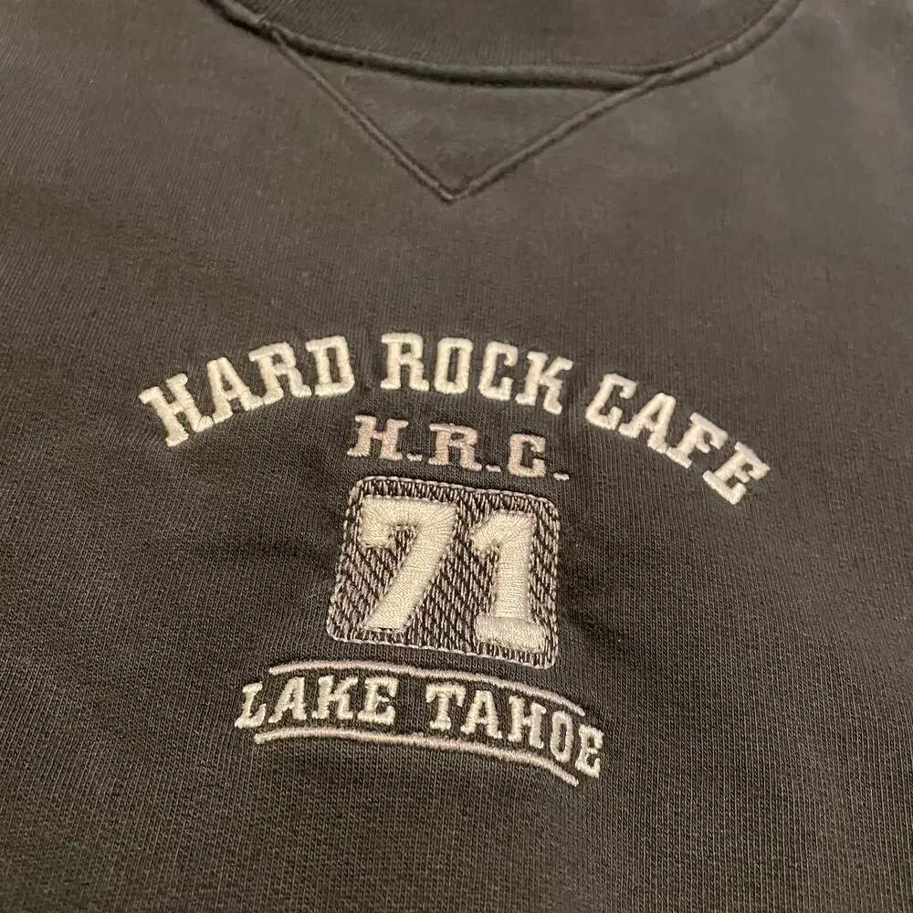 Vintage Y2K Hard Rock Cafe HRC 71 Pullover Sweatshirt Mens XL Black Embroidered - Picture 3 of 9